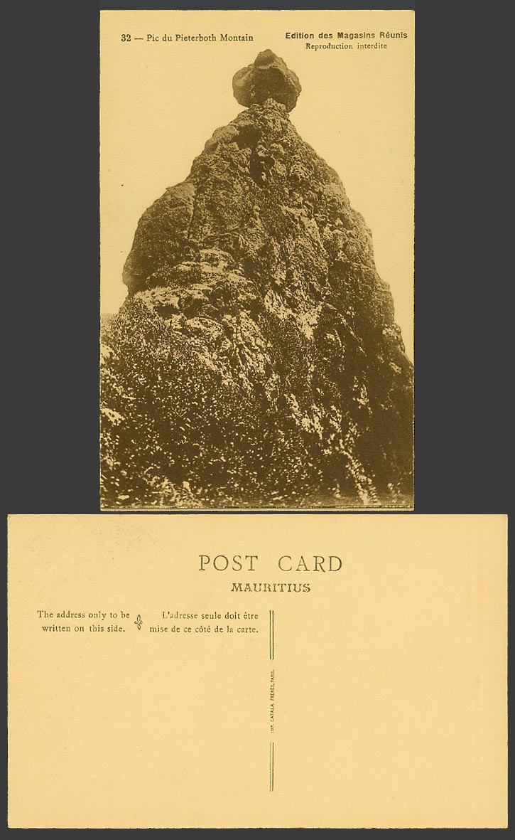 Mauritius Old Postcard Pic du Pieterboth Pieter Both Mountain Magasins Reunis 32