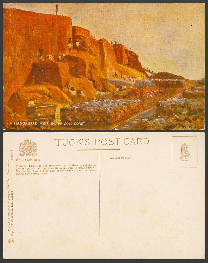 Gold Coast E. Cheesman Old Tuck's Oilette Postcard A Manganese Mine Steel Mining