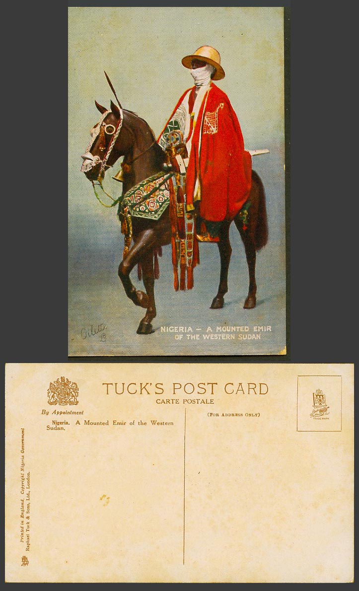 Nigeria Old Tuck's Postcard A Mounted Emir of Western Sudan Horse Rider Costumes