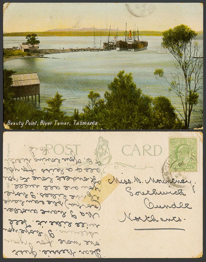 Australia Tasmania Old Postcard Beauty Point, River Tamer, Ships Boats & Harbour