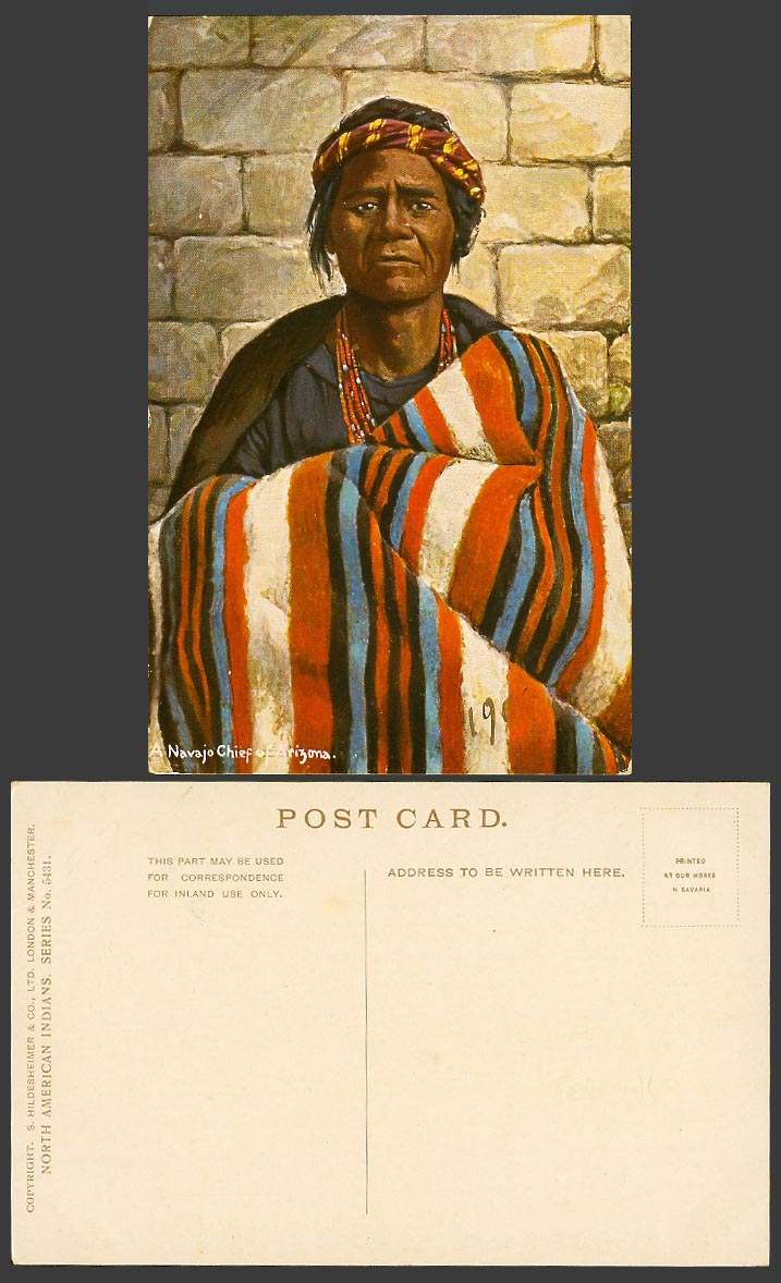 A Navajo Chief of Arizona Native North American Red Indian USA Old Postcard 5431