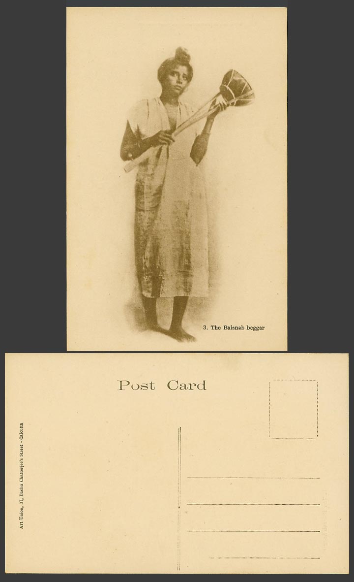 India Old Postcard The Baisnab Beggar Native Indian, Ethnic Life Art Union No. 3