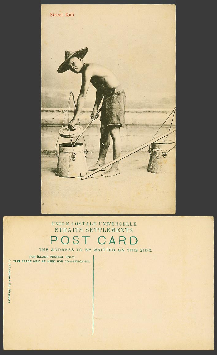 Singapore Old Postcard A Native Coolie Street Kuli, Barefoot Straits Settlements
