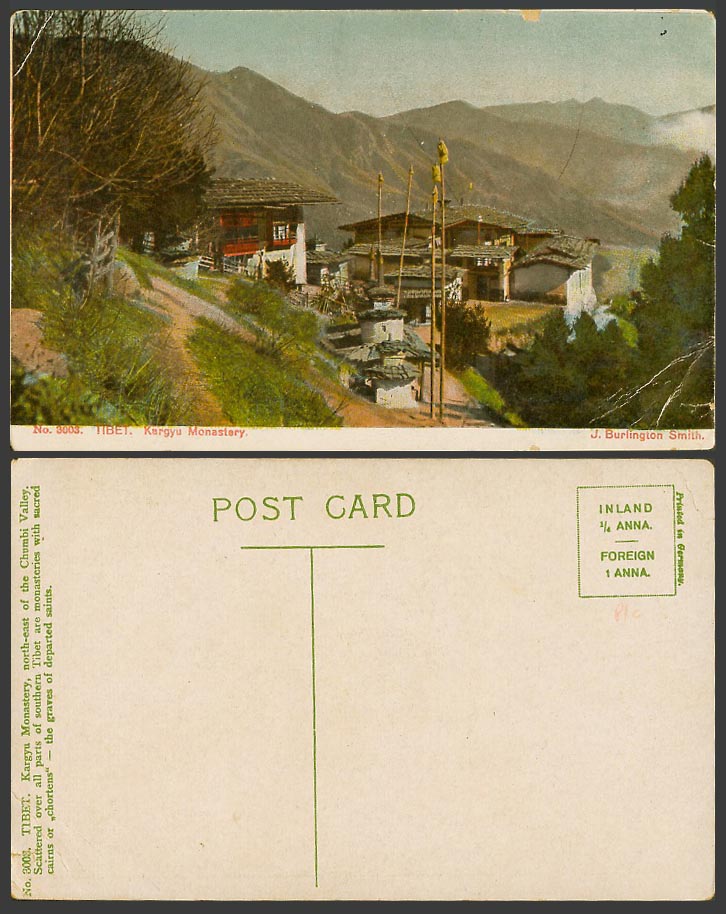TIBET China Old Colour Postcard Kargyu Kagyu Monastery, Chumbi Valley, Tibetan