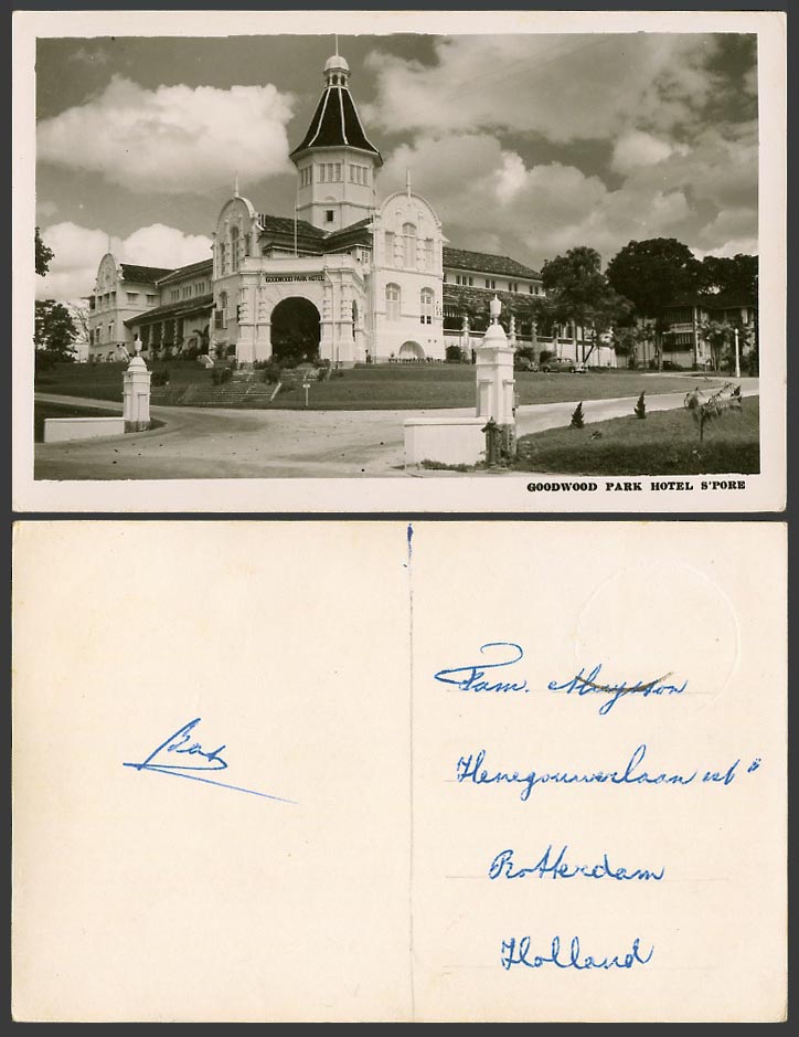 Singapore Old Real Photo Postcard Teutonia Club for Germans, Goodwood Park Hotel