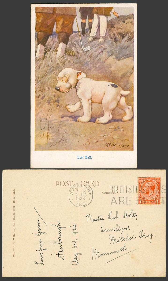 BONZO DOG GE Studdy 1926 Old Postcard LOST BALL. Golf Golfing Golfers Sport 1013