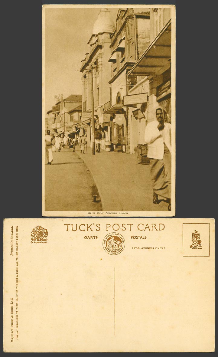 Ceylon Old Tuck's Postcard Street Scene Colombo Native Man Ethnic Life Sri Lanka