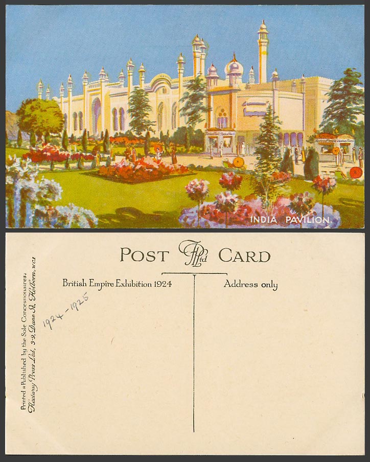 Indian India Pavilion Garden Flowers British Empire Exhibition 1924 Old Postcard