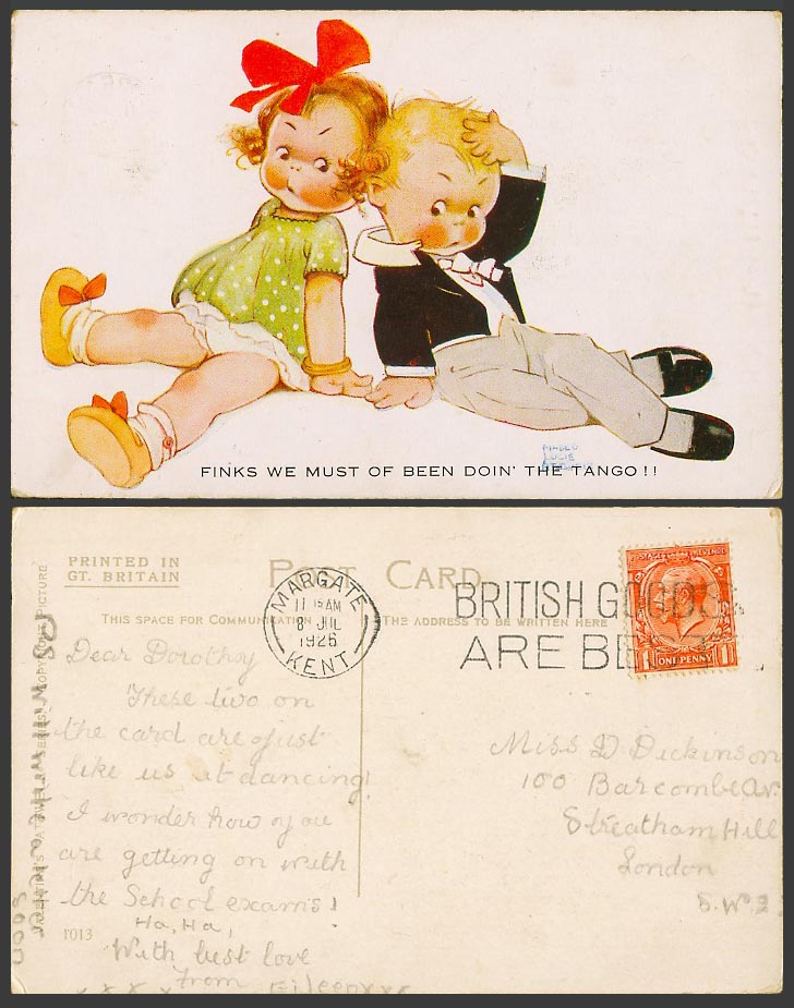 MABEL LUCIE ATTWELL 1925 Old Postcard Finks We Must of Been Doing Tango No. 1013