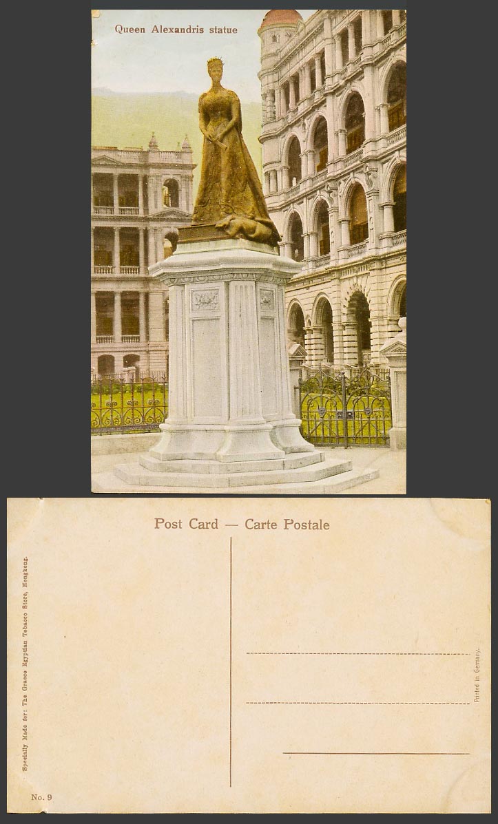 Hong Kong China Old Colour Postcard Queen Alexandris Alexandra Statue Memorial 9