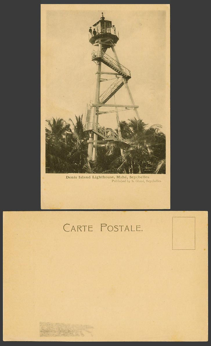 Seychelles c.1910 Old UB Postcard Denis Island Lighthouse, Mahe Mahé, S. Ohashi
