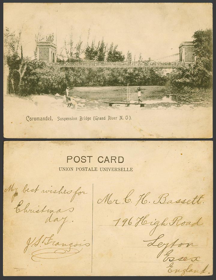 Mauritius Old Postcard Coromandel Suspension Bridge Grand River N.O. Black River