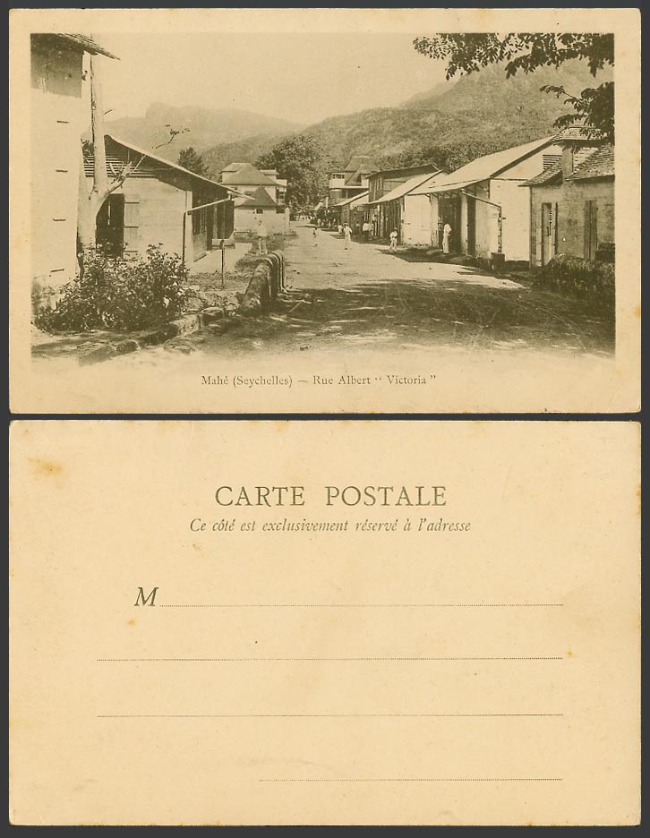 Seychelles c.1910 Old UB Postcard Mahe Mahé, Rue Albert Street Scene, Victoria
