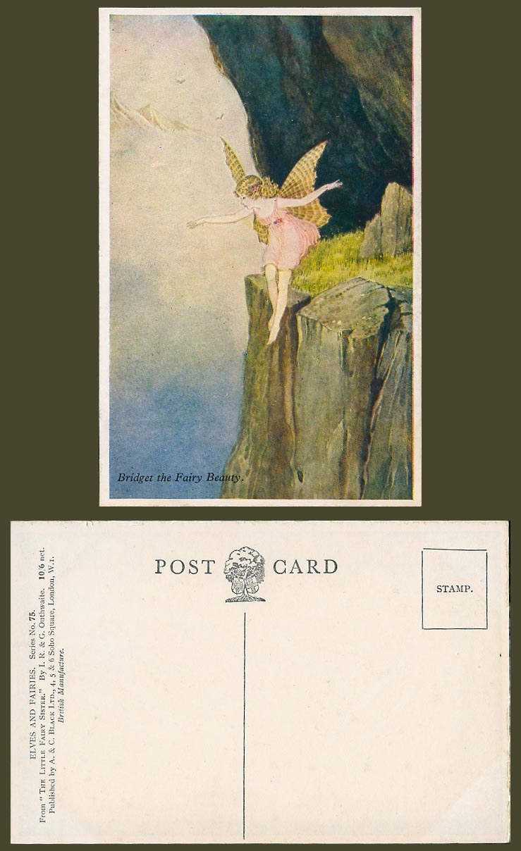 Ida Rentoul Outhwaite Old Postcard Bridget The Fairy Beauty Little Sister Cliffs