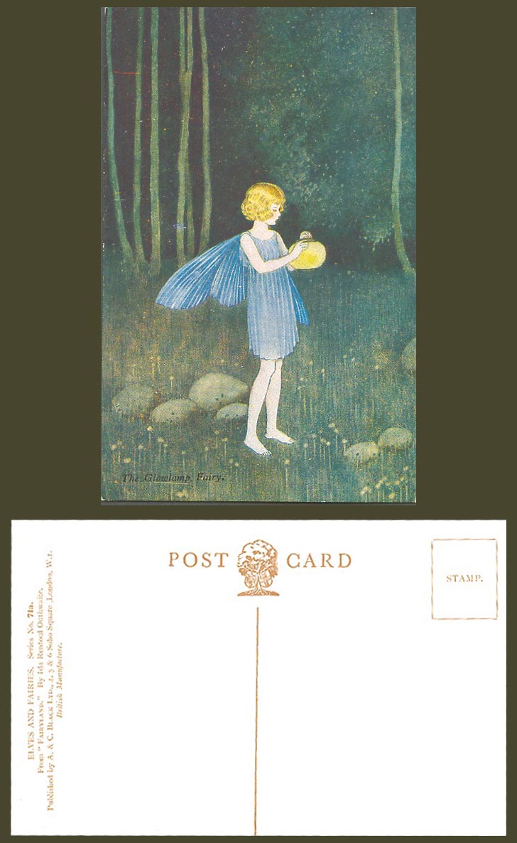 Ida Rentoul Outhwaite Old Postcard Glowlamp Fairy Girl Fairyland Elves & Fairies
