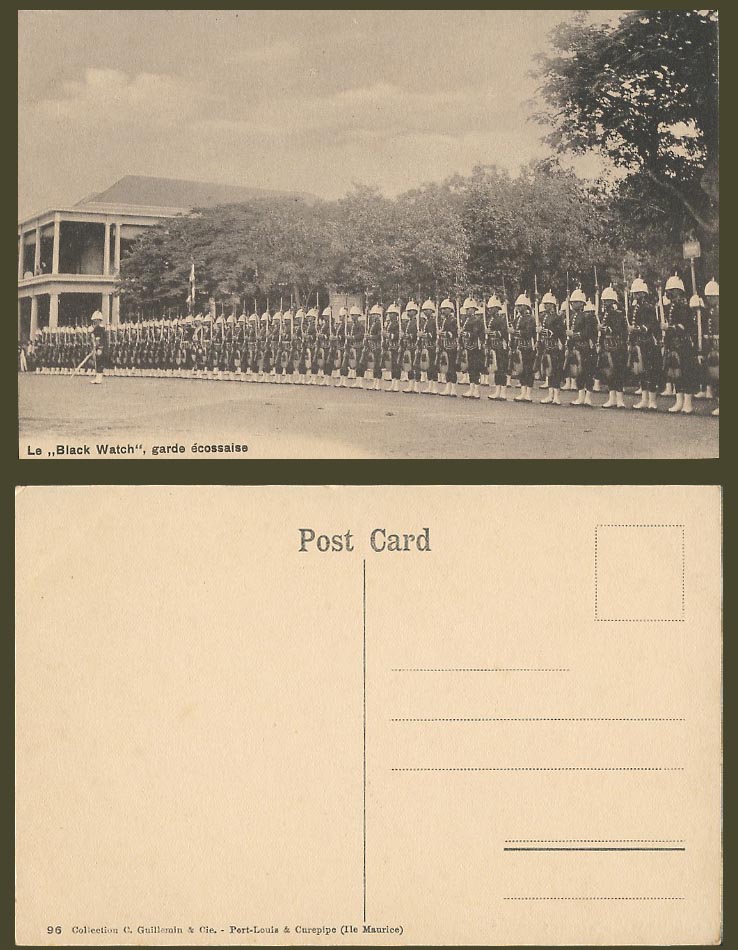 Mauritius Old Postcard La Black Watch, garde ecossaise, Scottish Guard Soldiers