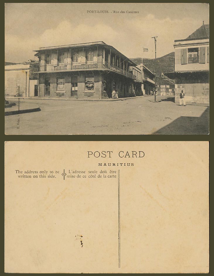 Mauritius Old Postcard Port Louis Rue de Casernes Street Scene A Mautalent & Cie