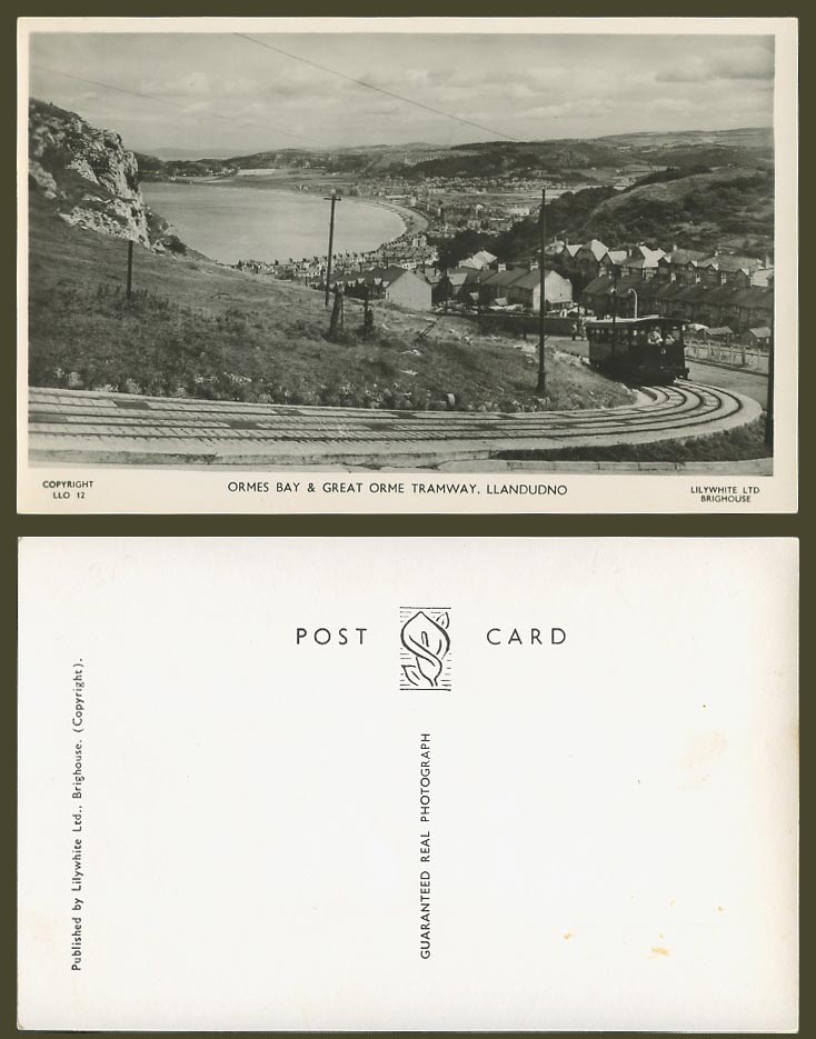 Llandudno, Ormes Bay and Great Orme Tramway, TRAM, Wales Old Real Photo Postcard