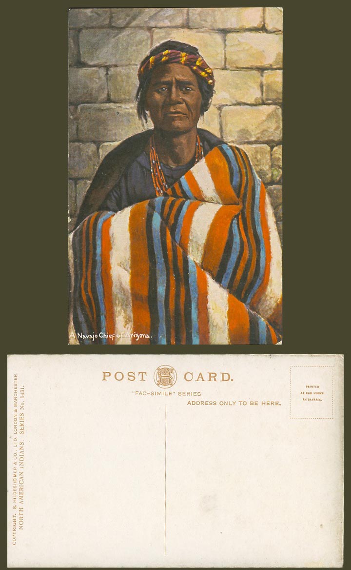 Navajo Chief of Arizona, Native North American Red Indians USA Old Postcard 5431