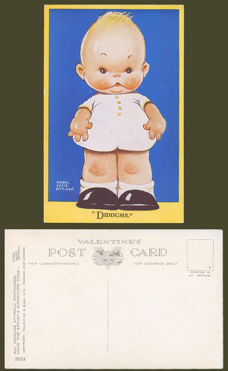 MABEL LUCIE ATTWELL Artist Signed Old Postcard DIDDUMS. Baby Girl Children 3024