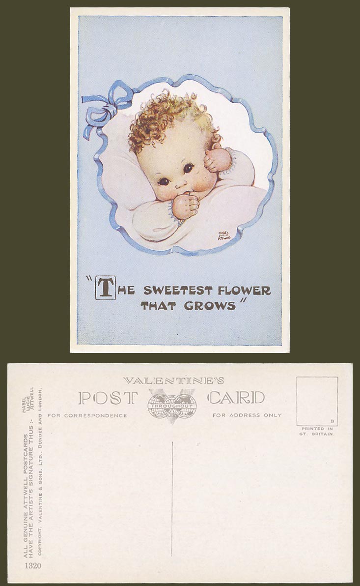 MABEL LUCIE ATTWELL Old Postcard Baby Child, The Sweetest Flower that Grows 1320