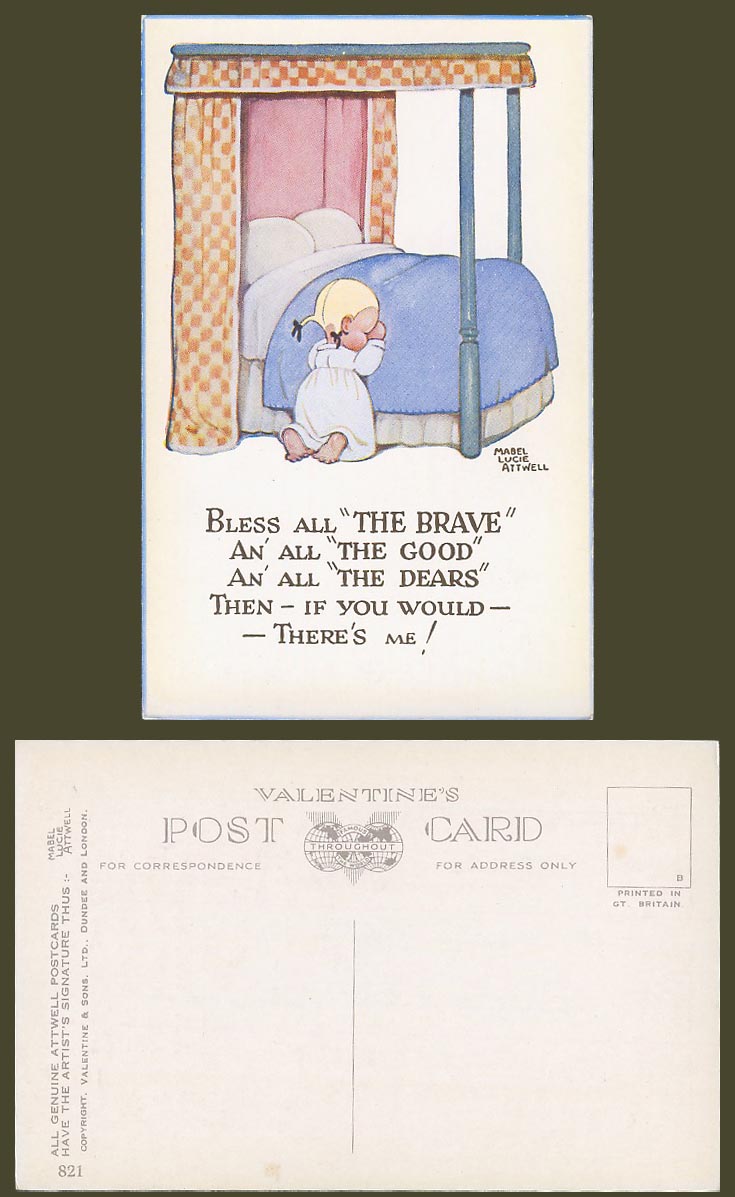 MABEL LUCIE ATTWELL Old Postcard Bless All The Brave, Good, Dears, - Then Me 821