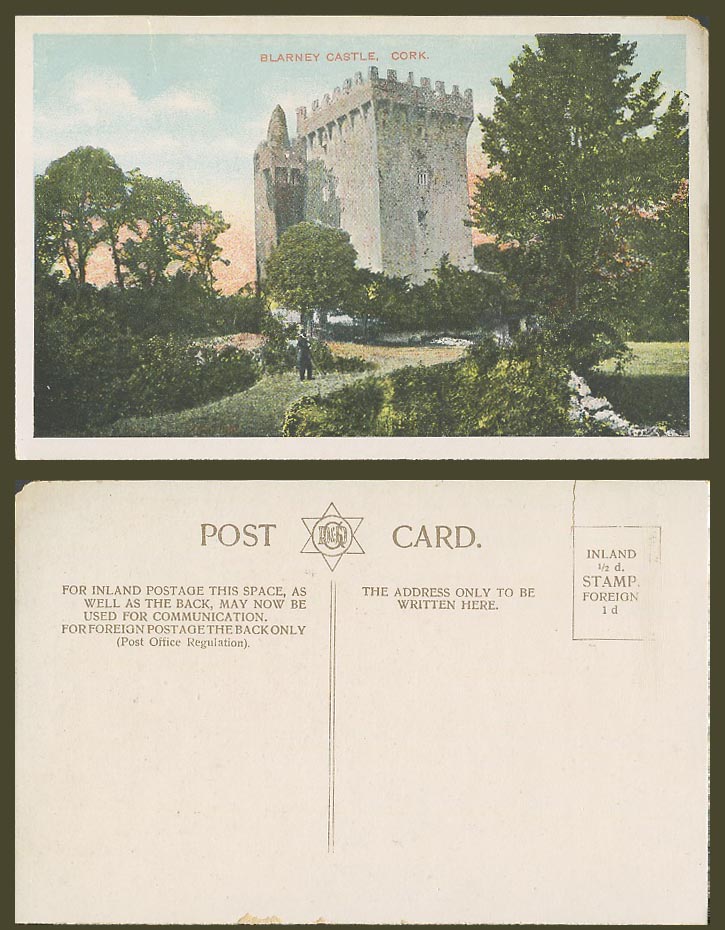 Ireland Co. Cork Old Colour Postcard BLARNEY CASTLE, dates from before AD 1200