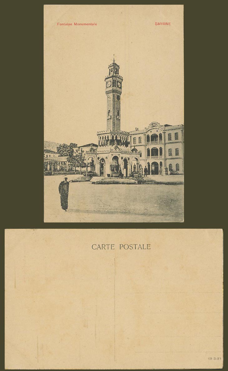 Turkey SMYRNE Old Postcard Fountaine Monumentale, Fountain Monument, Clock Tower