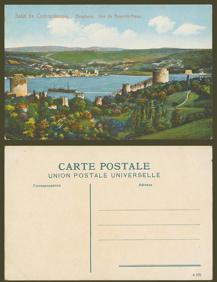 Turkey Old Postcard Constantinople Bosphore, Vue de Roumeli-Hissar Rumeli Hisari