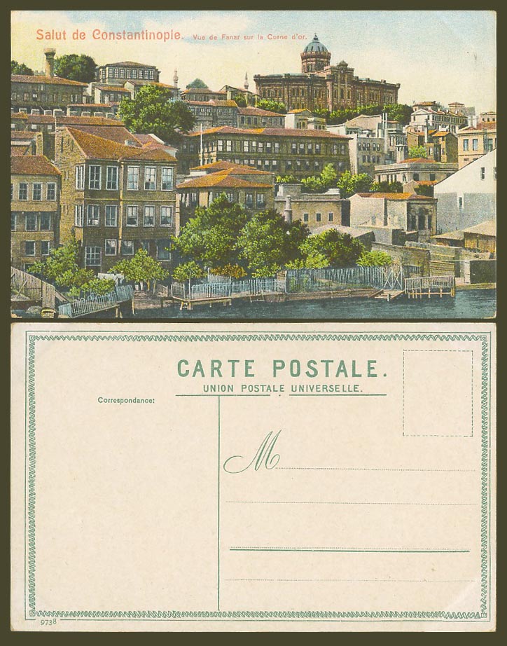 Turkey Old Colour Postcard Salut d Constantinople Vue de Fanar sur la Corne d'Or