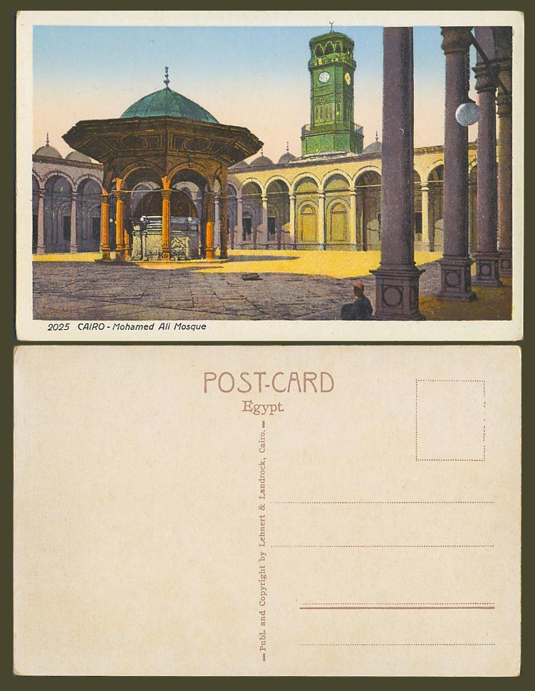 Egypt Old Colour Postcard Cairo Mohamed Ali Aly Mosque Mosquee Clock Tower