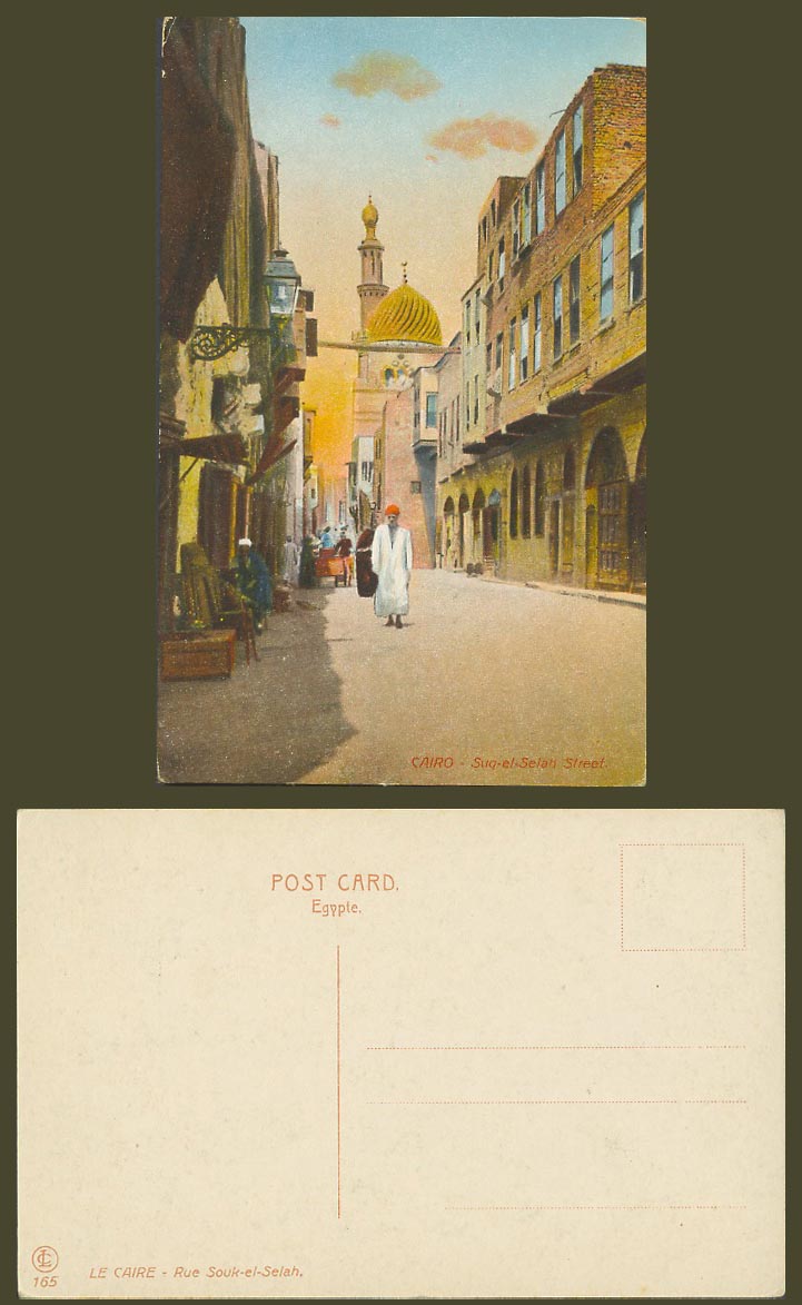Egypt Old Postcard Cairo Suq-el-Selah Street Scene La Rue Souk-El-Selah Le Caire