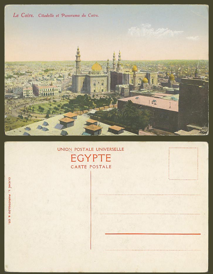Egypt Old Colour Postcard Cairo Citadelle et Panorama Le Caire Citadel Cliche L.