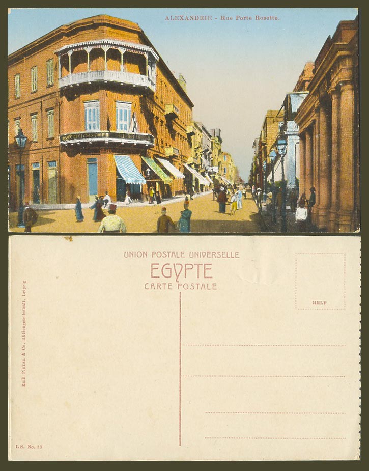 Egypt Old Colour Postcard Alexandria - Rue Porte Rosette Street Scene Alexandrie