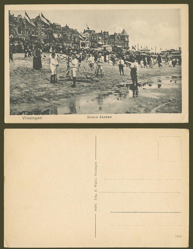 Netherlands Old Postcard Vlissingen, Strand Zeebad, Beach Sands Flushing Holland