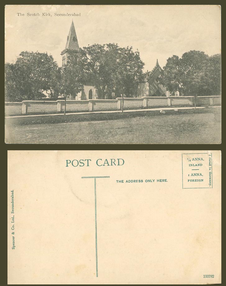 India Old Postcard Secunderabad The Scotch Kirk Scottish Church Cathedral