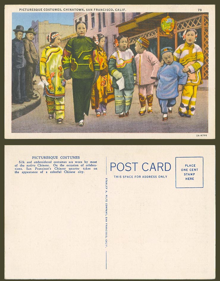 China Town San Francisco Chinatown Chinese Picturesque Costumes USA Old Postcard