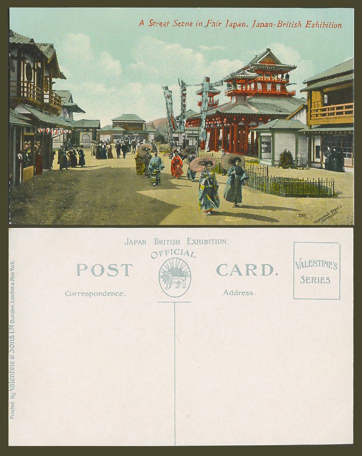 Japan-British Exhibition A Street Scene in Fair, London 1910 Old Colour Postcard