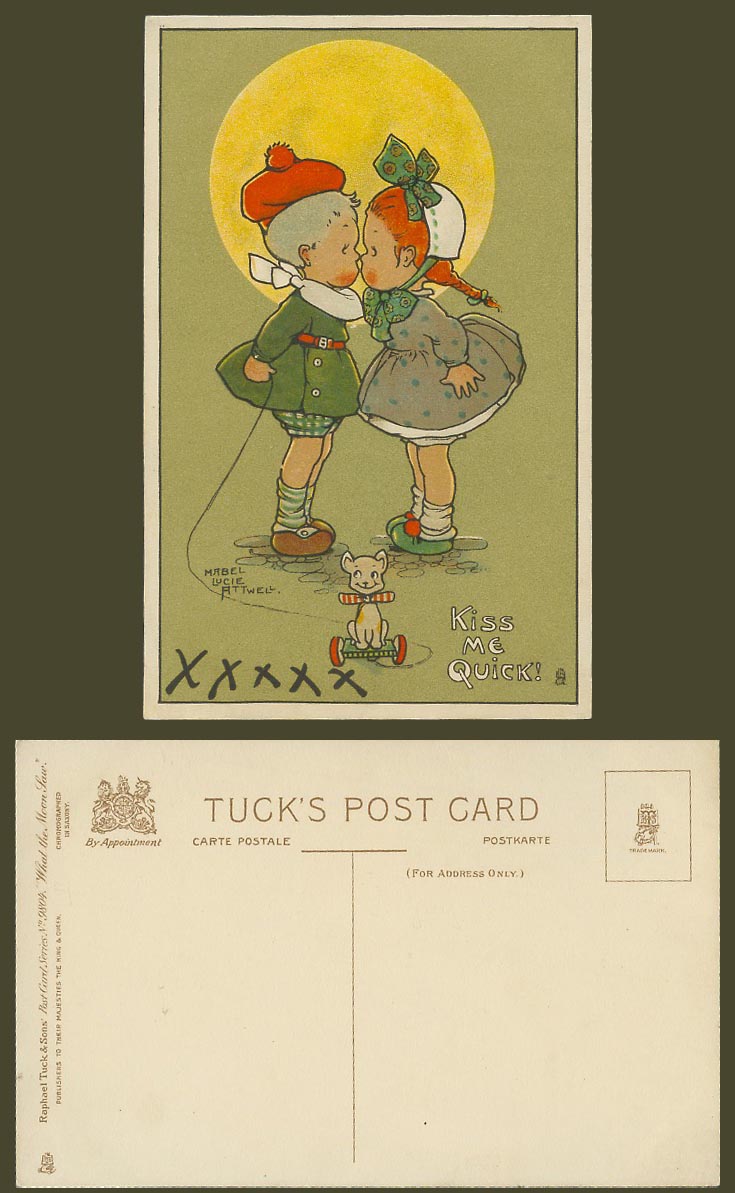 MABEL LUCIE ATTWELL Old Tuck's Postcard Kiss Me Quick What The Moon Saw No. 9804