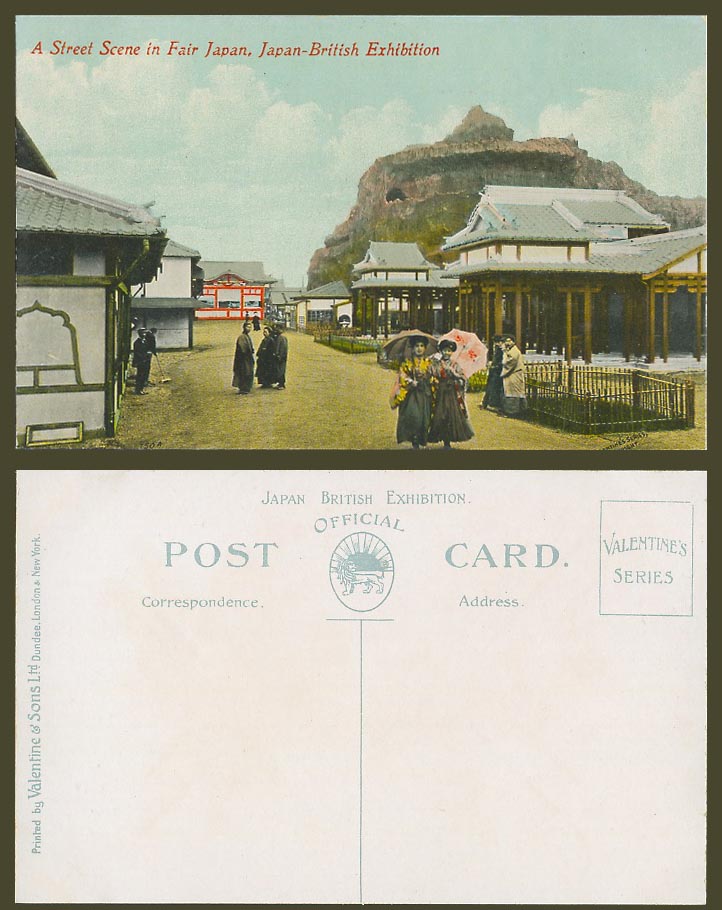 Japan-British Exhibition A Street Scene in Fair Geisha, London 1910 Old Postcard