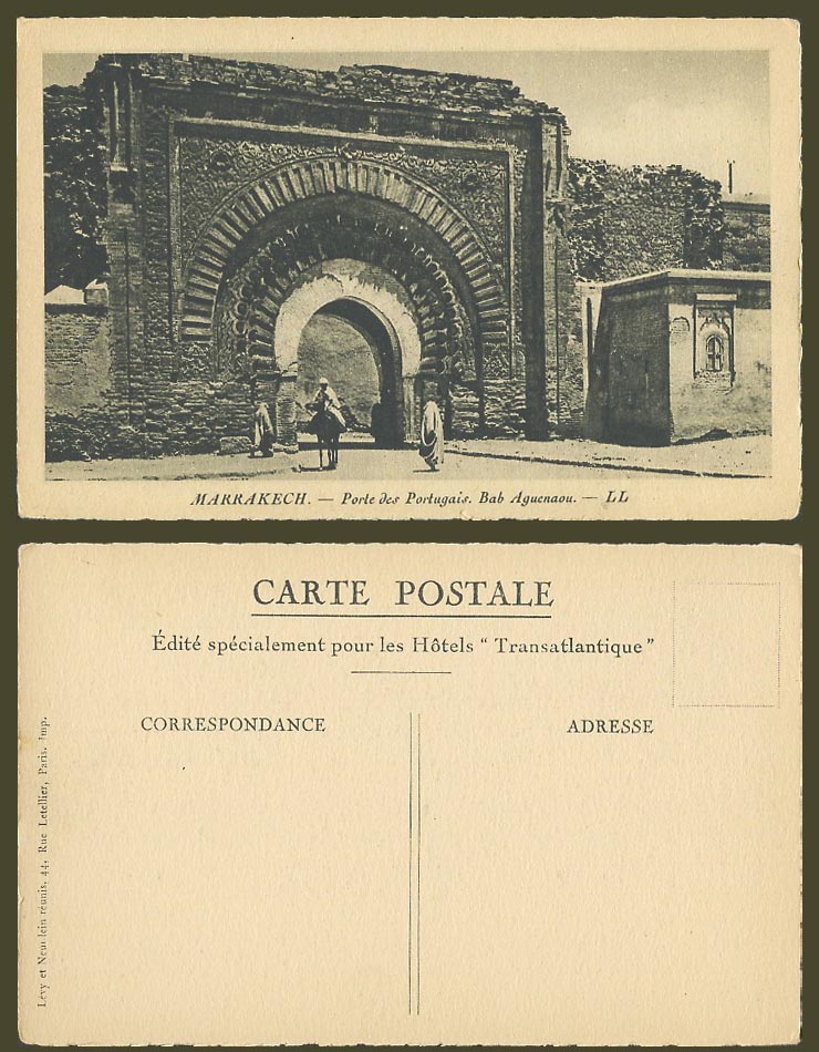 Morocco Old Postcard Marrakech Porte des Portugais Bab Aguenaou, Portuguese Gate