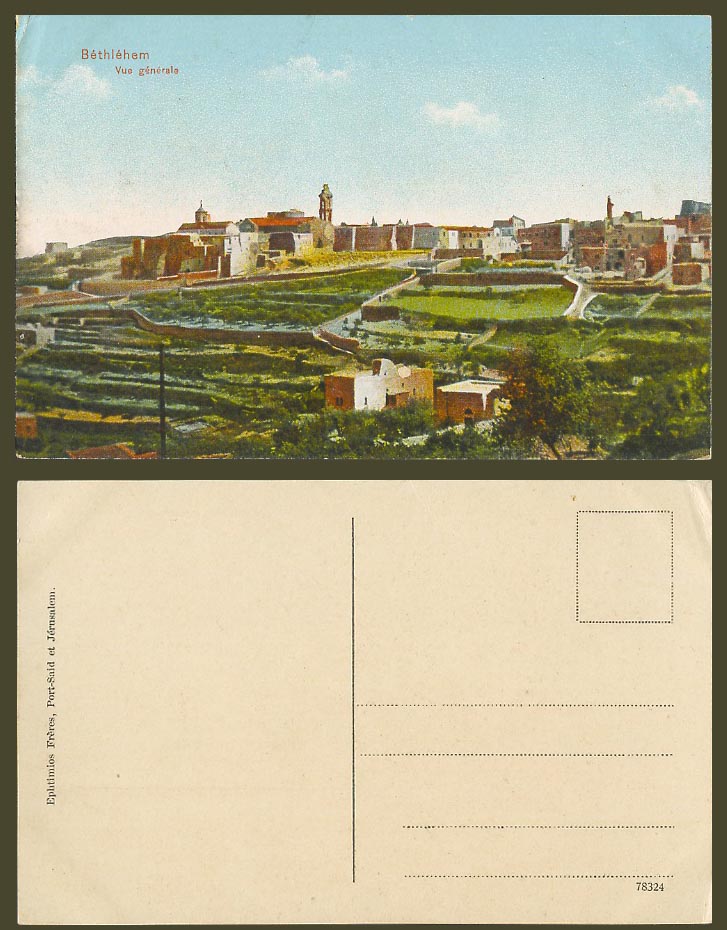 Palestine Old Colour Postcard BETHLEHEM General View, Vue Generale Gesamtansicht