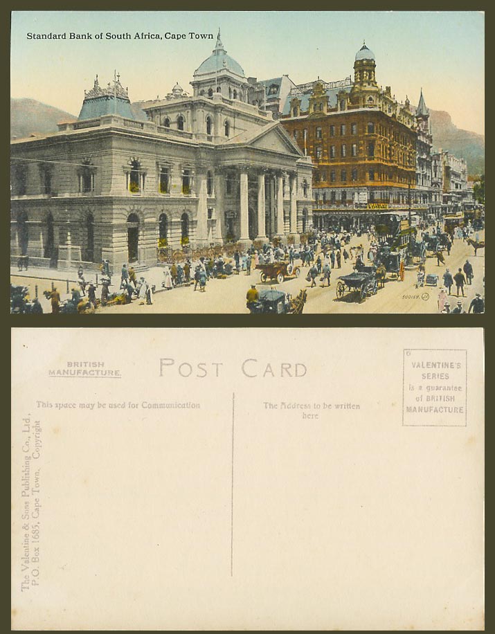 South Africa Old Colour Postcard Cape Town Standard Bank of South Africa, Street