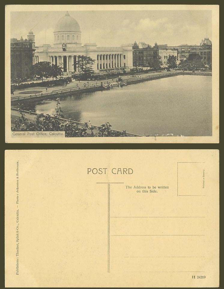 India Old Postcard Calcutta General Post Office G.P.O. Lake, Johnston & Hoffmann