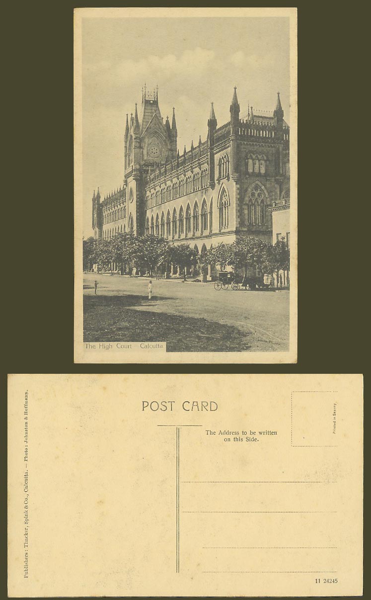 India Old Postcard Calcutta High Court Law Courts Street Ph. Johnston & Hoffmann