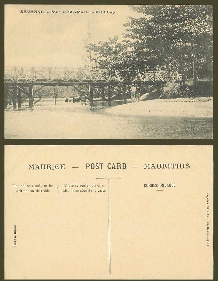 Mauritius Old Postcard Savanne, Pont de Ste-Marie Bridge, Petit Cap, River Scene