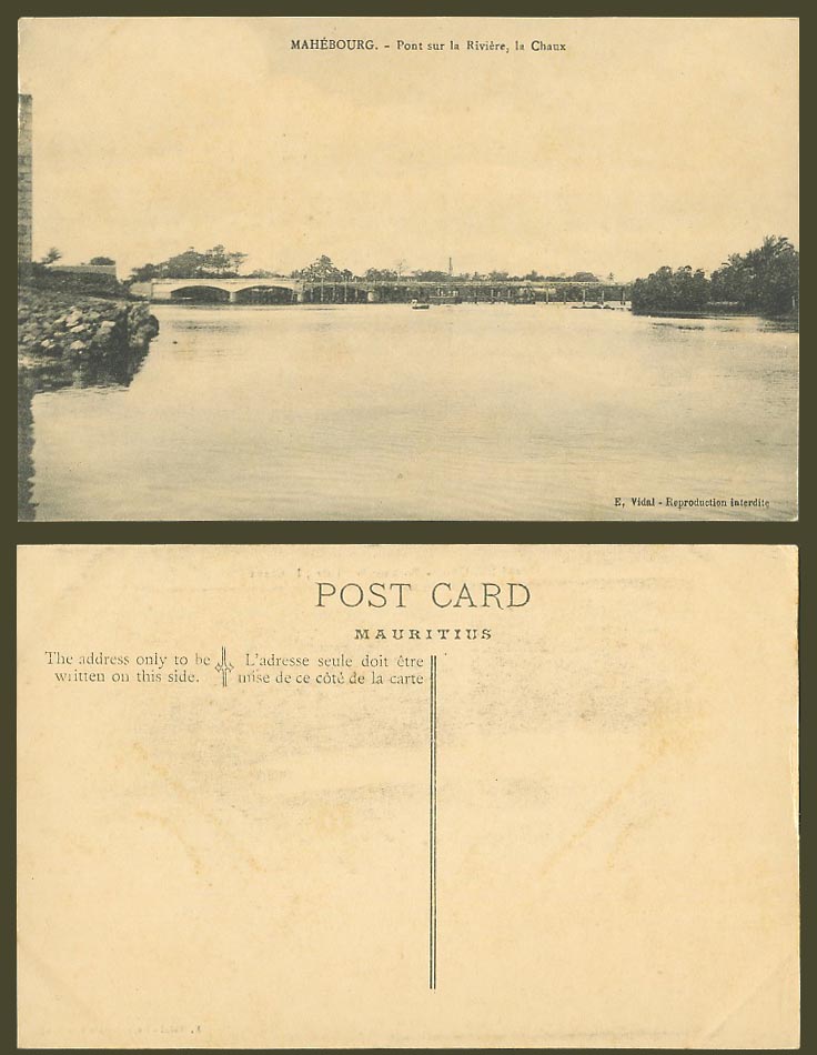 Mauritius Old Postcard MAHEBOURG Pont sur la Riviere la Chaux, Bridge over River