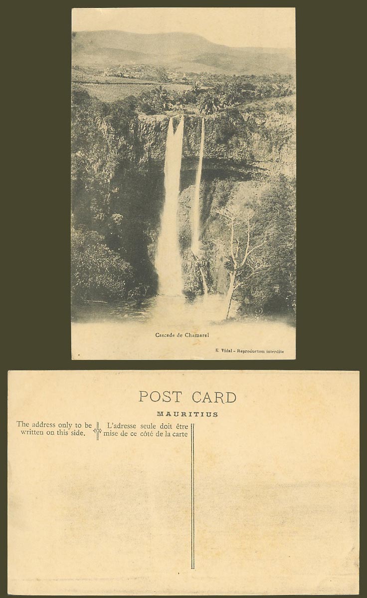 Mauritius Old Postcard Cascade de Chamarel, Marel Falls Water Falls, Ile Maurice