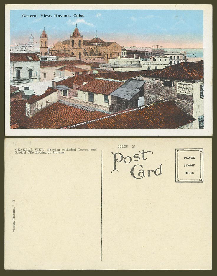 Cuba Old Colour Postcard HAVANA Habana Panorama General View Cathedral Towers 54