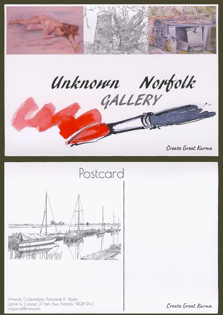 Unknown Norfolk Gallery Create Great Karma Art Artist Drawn Boat Advert Postcard